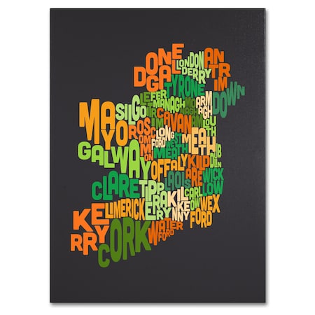 Michael Tompsett 'Ireland Text Map 6' Canvas Art,16x24